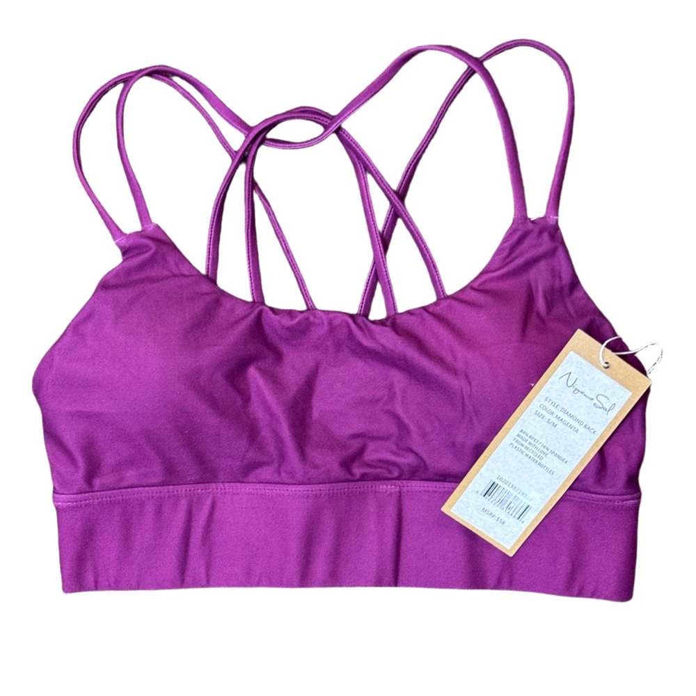 NWT Niyama Sol Diamond‎ Back Sports Bra Magenta S/M